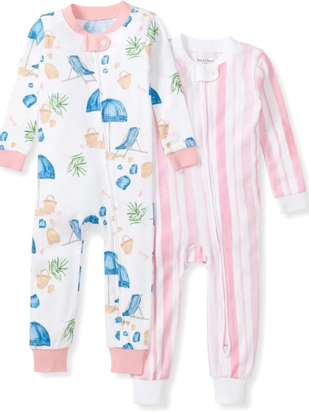 Burt's Bees Baby Baby Girls Santori Footless Sleepers, 2 Pack 100 Organic Cotton